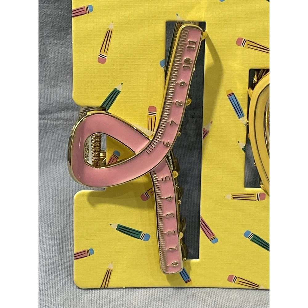 NEW Set of 2 Large Teacher Themed Hair Claw Clips by Piper K - Pencil & Ruler